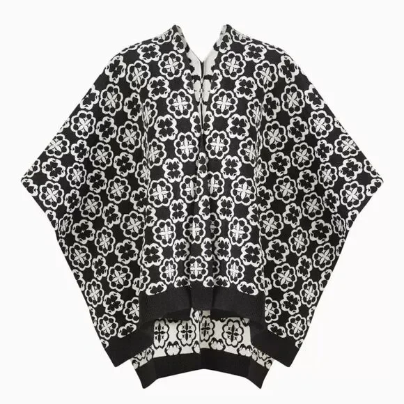 Kate spade Arabesque Knit Ruana Black White Sweater One Size - Picture 15 of 16